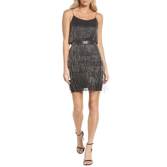 Adrianna Papell Dresses & Skirts - Adrianna Papell Beaded Fringe Blouson Short Dress